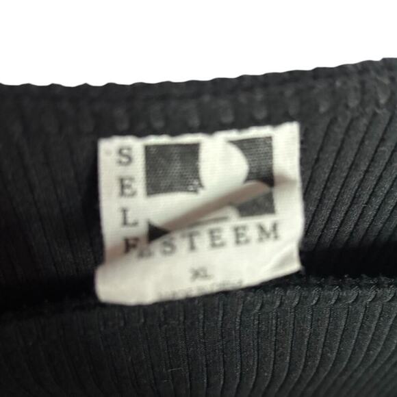 Self Esteem Polka Dot Sheer Long Sleeve Top Ribbed Square Neckline Puff Sleeves - Picture 5 of 5